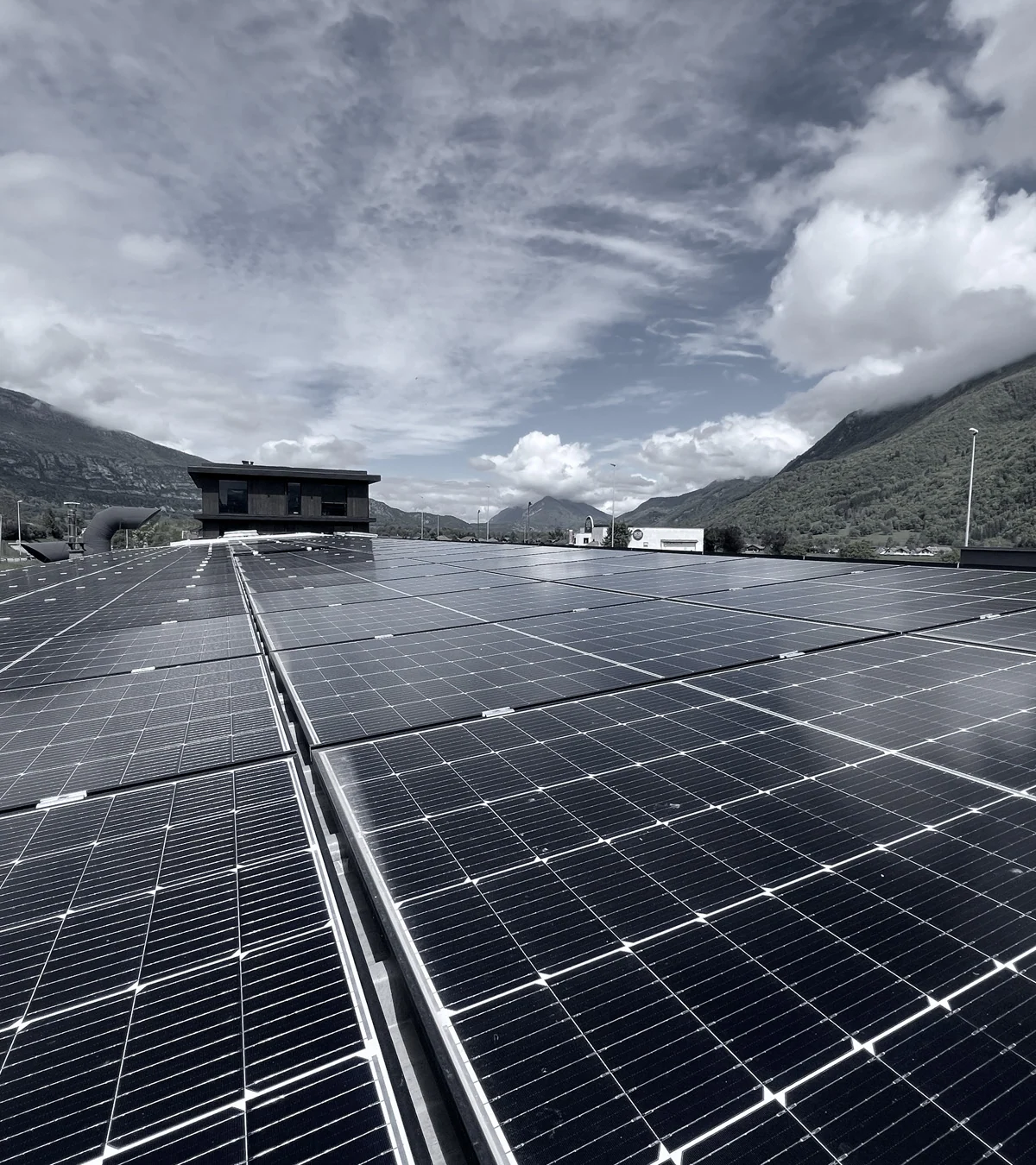Solar panels on the roof of the manufacture